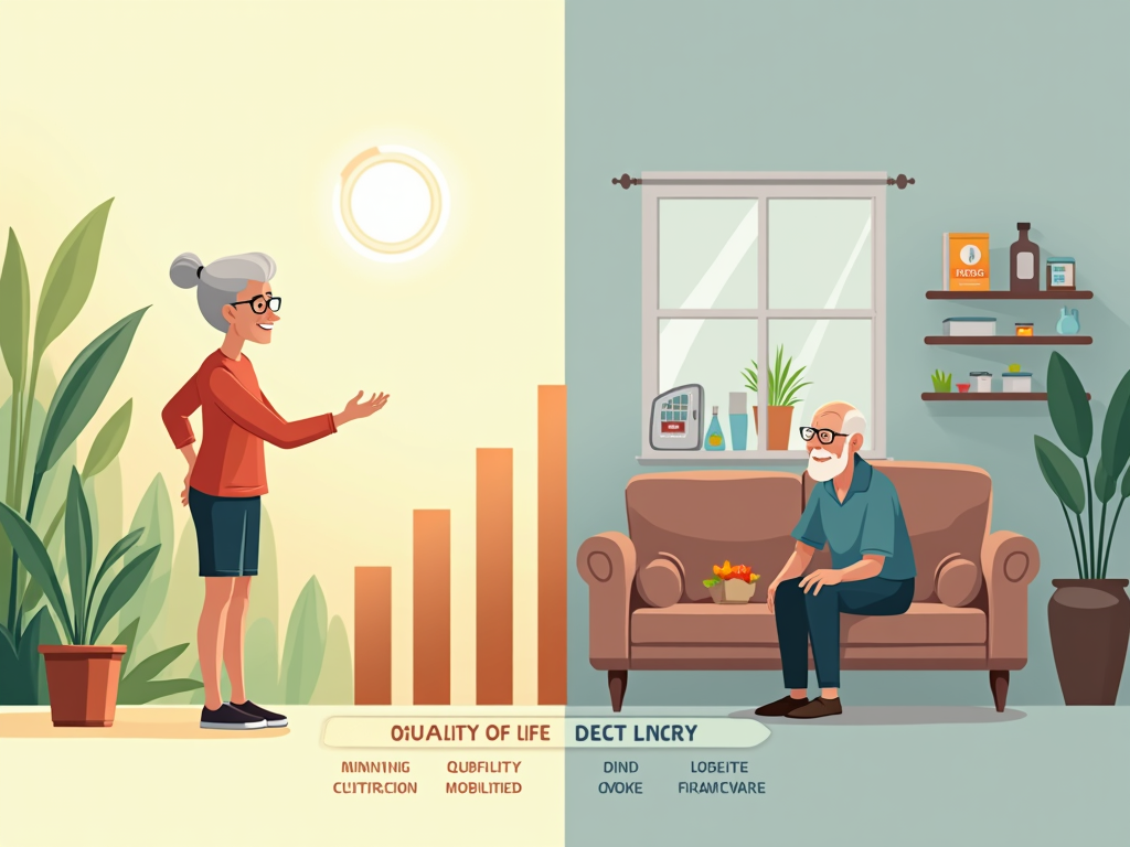 Biểu đồ so sánh sức khỏe và tuổi thọ giữa phụ nữ có lối sống lành mạnh và nhóm đối chứng