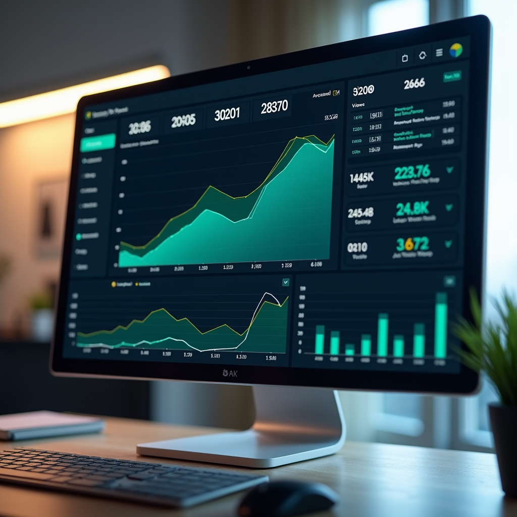 Ảnh chụp kết quả Analytics của 1 kênh với biểu đồ tăng dần về views, saves, DM sau 30 ngày